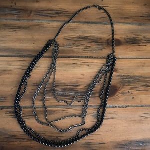 Black and grey layered chain necklace